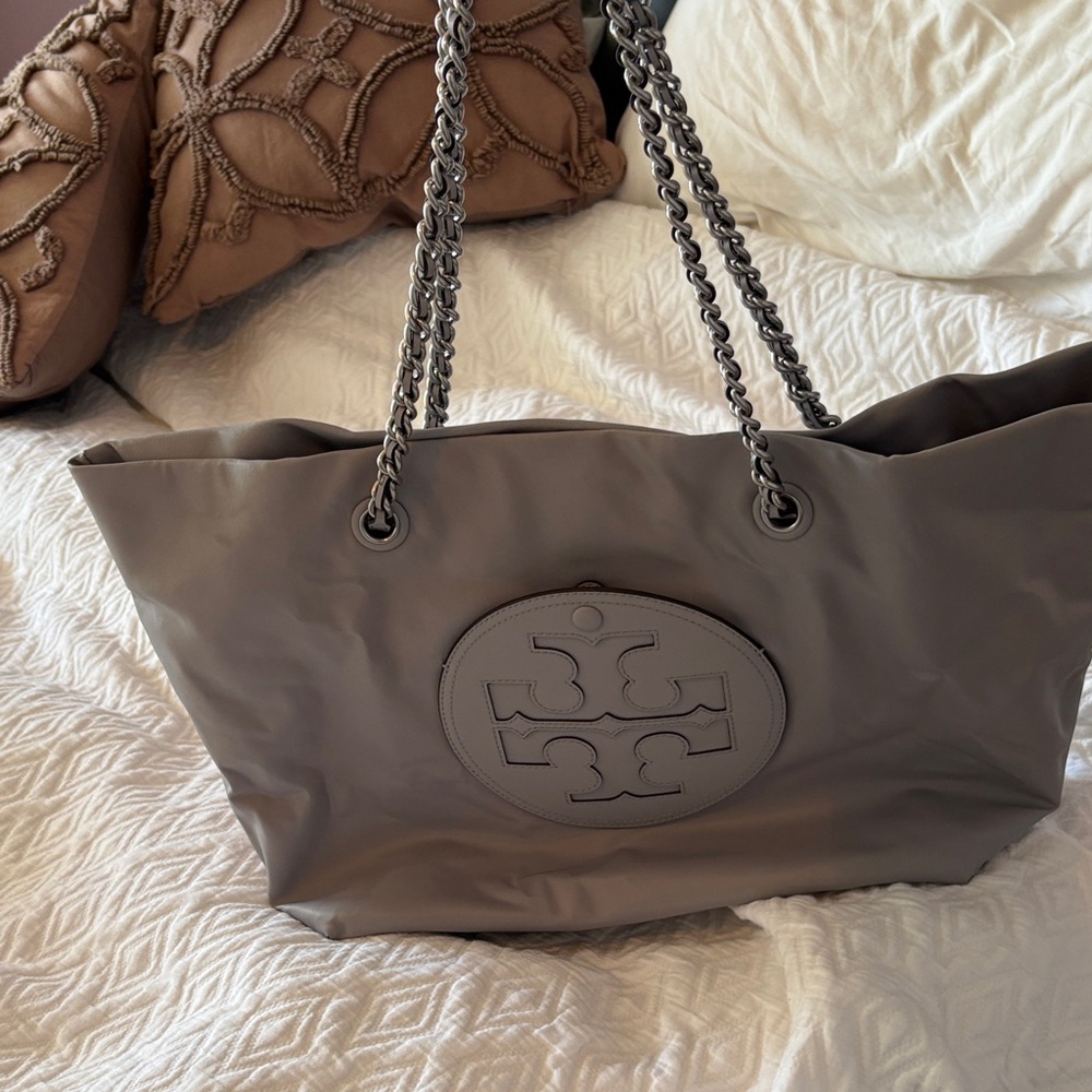 Tory Burch Taupe Tote with Chain Straps